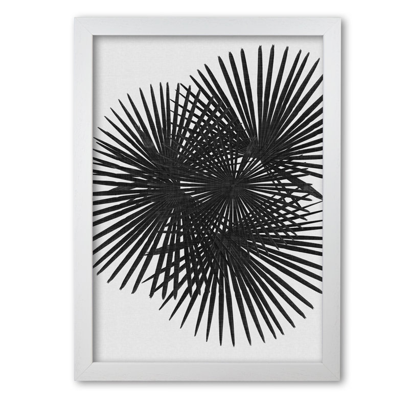 Fan Palm - Print on Canvas, White Grain Frame, 85 cm H x 60 cm W x 5 cm D