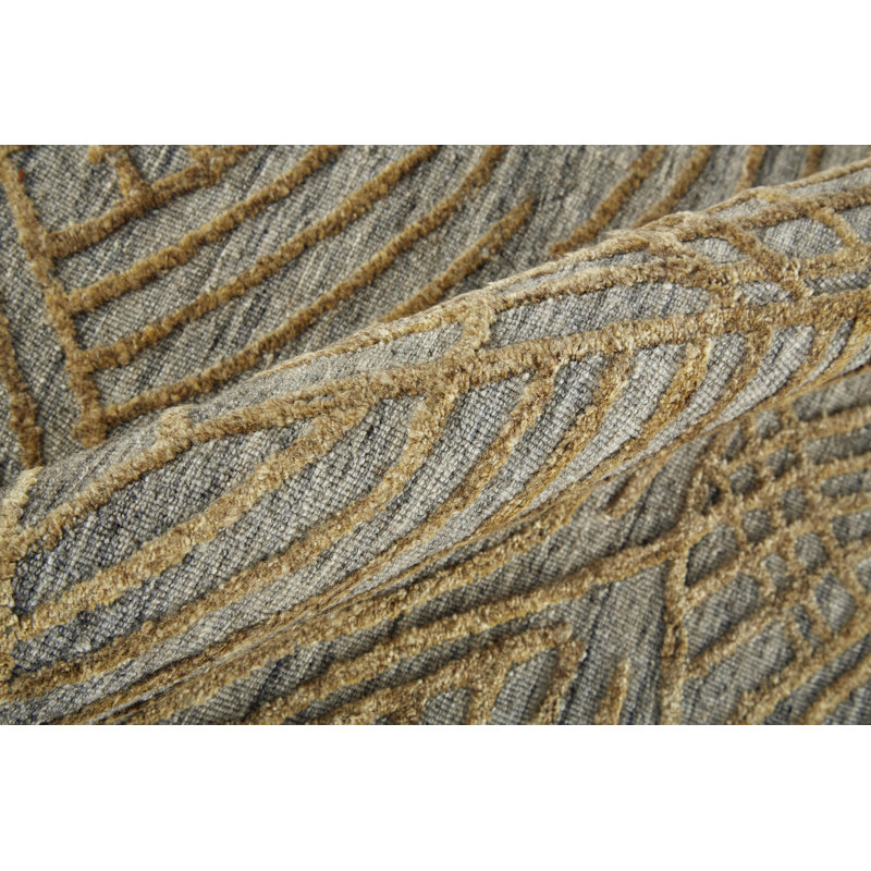 Taunton Transitional Abstract, Gold/Gray Area Rug, Rectangle 8' x 10'