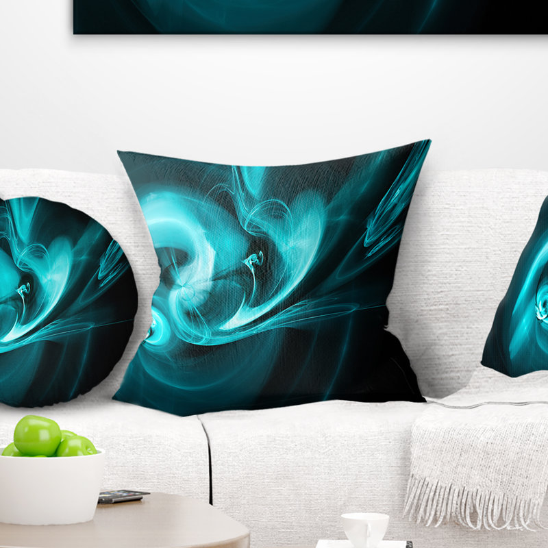 Coloured Smoke Spiral - Coussin décoratif imprimé abstrait, 16 po x 16 po, Bleu sarcelle