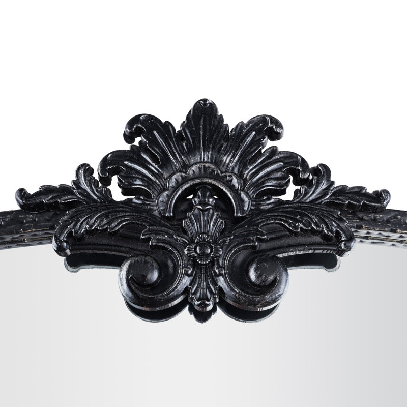 Lindon Arched Iron Wall Mirror, 29" x 36", Antique Black