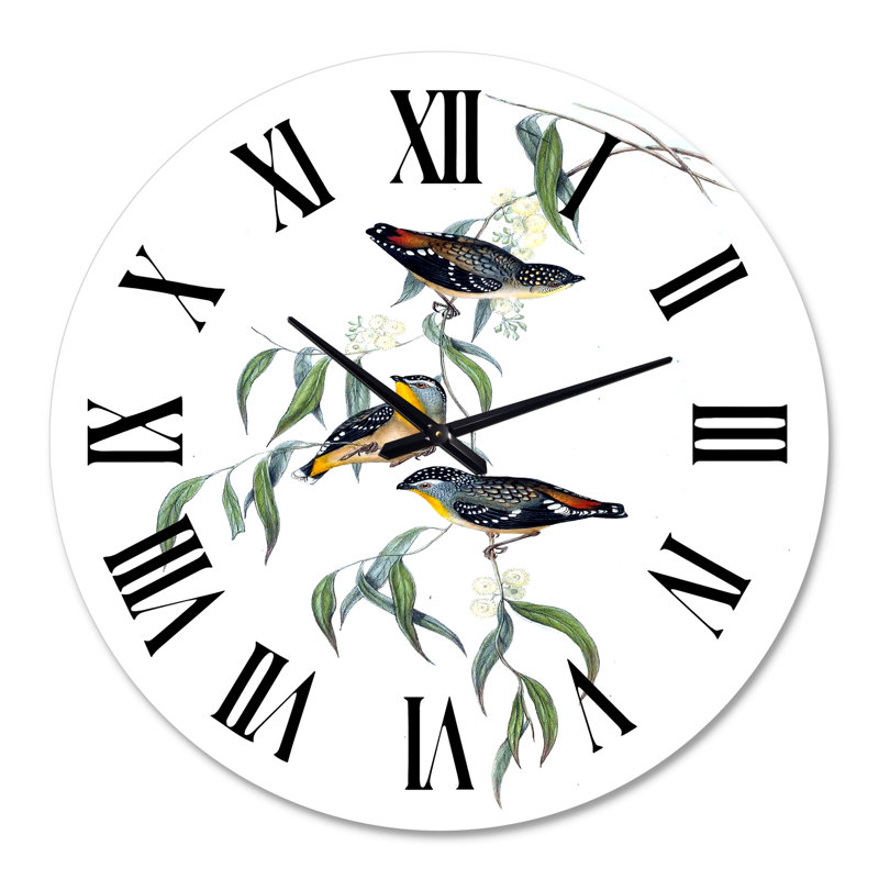 Vintage Bird Life III - Horloge murale traditionnelle, Moyenne