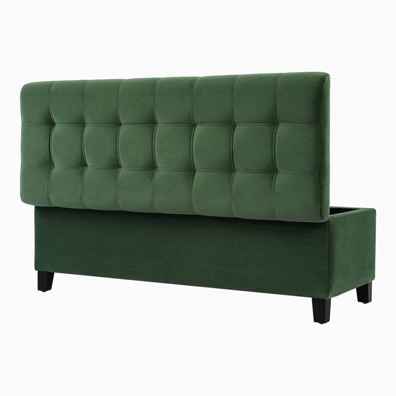 Banc rembourré avec rangement, repose-pieds, banc d'entrée, repose-pieds pour la chambre à coucher, vert rétro, 300 lb