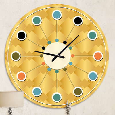 Horloge murale dorée I - Mid-Century