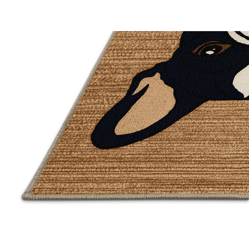 Tapis lavable bouledogue français, Rond 8 pi