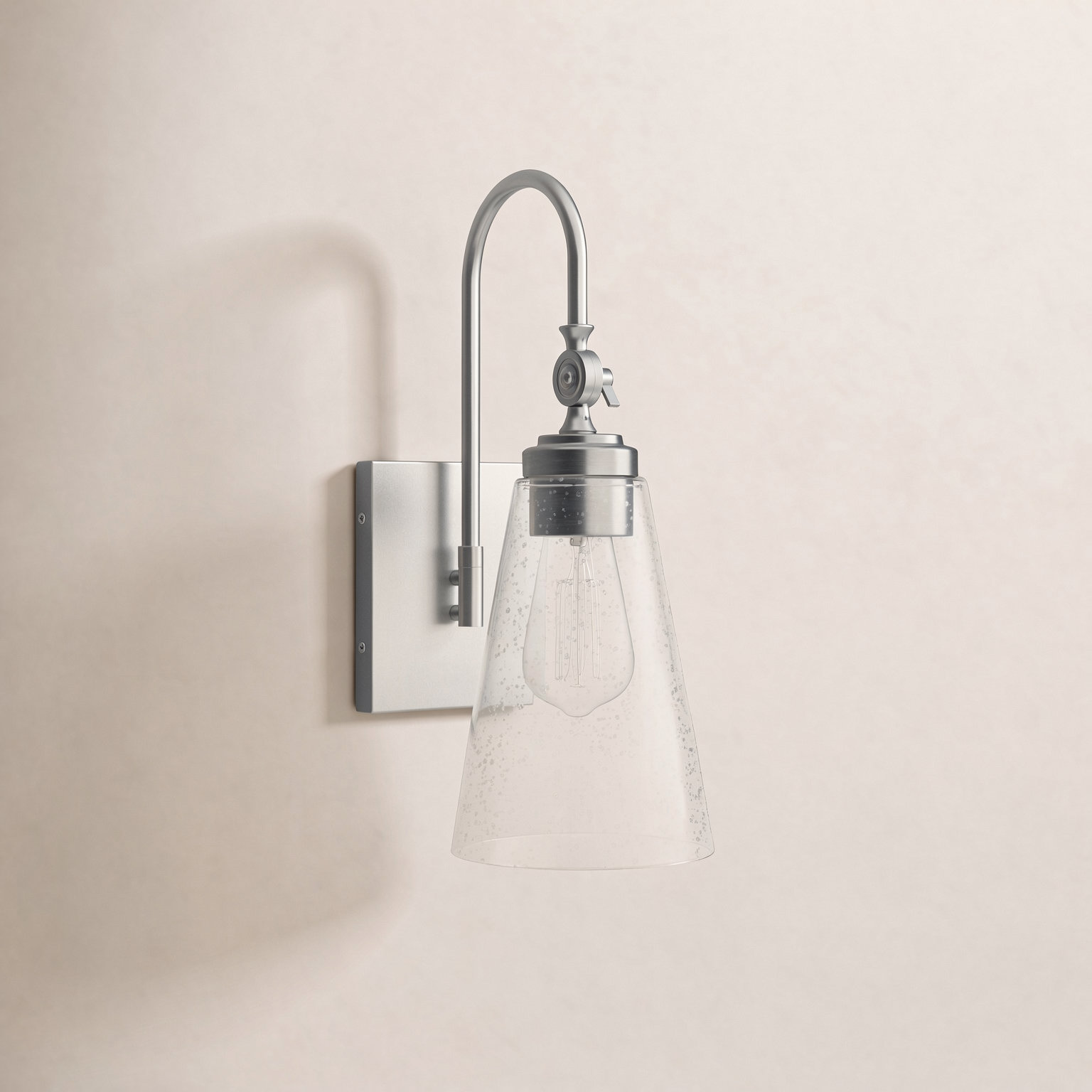 Picola Single Light Glass Dimmable Wall Sconce, Satin Nickel