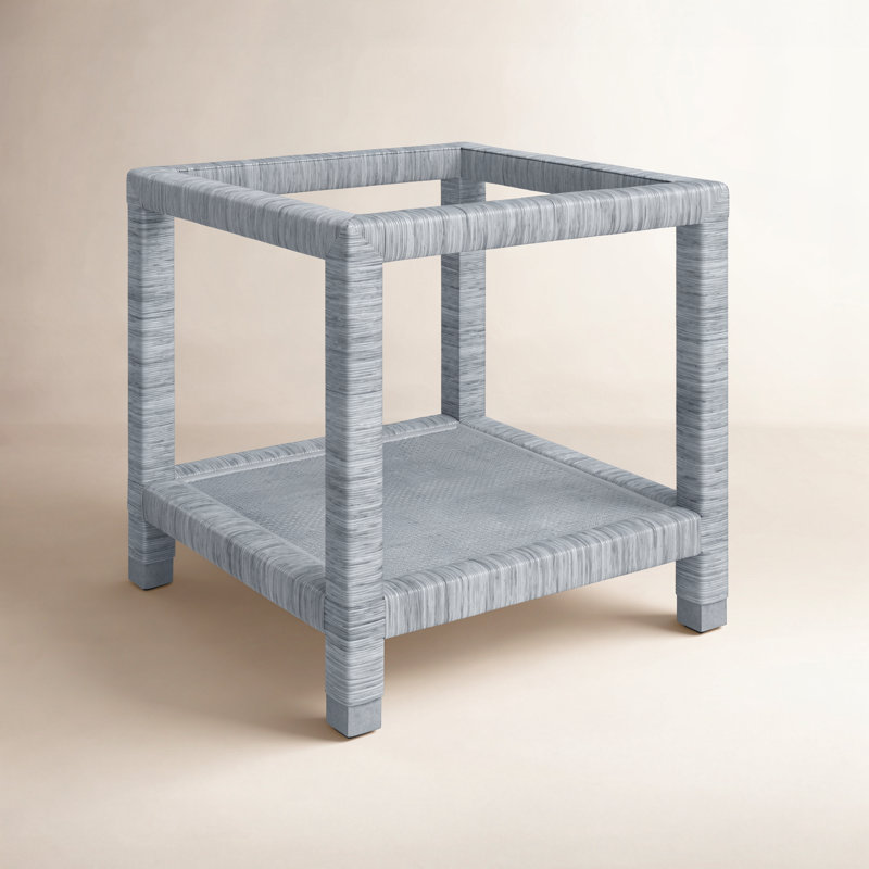 Graham Glass Top End Table, Sea Glass