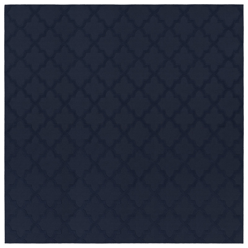 Navy Nasturtium Cut-loop Trellis Area Rug by, Square 12'