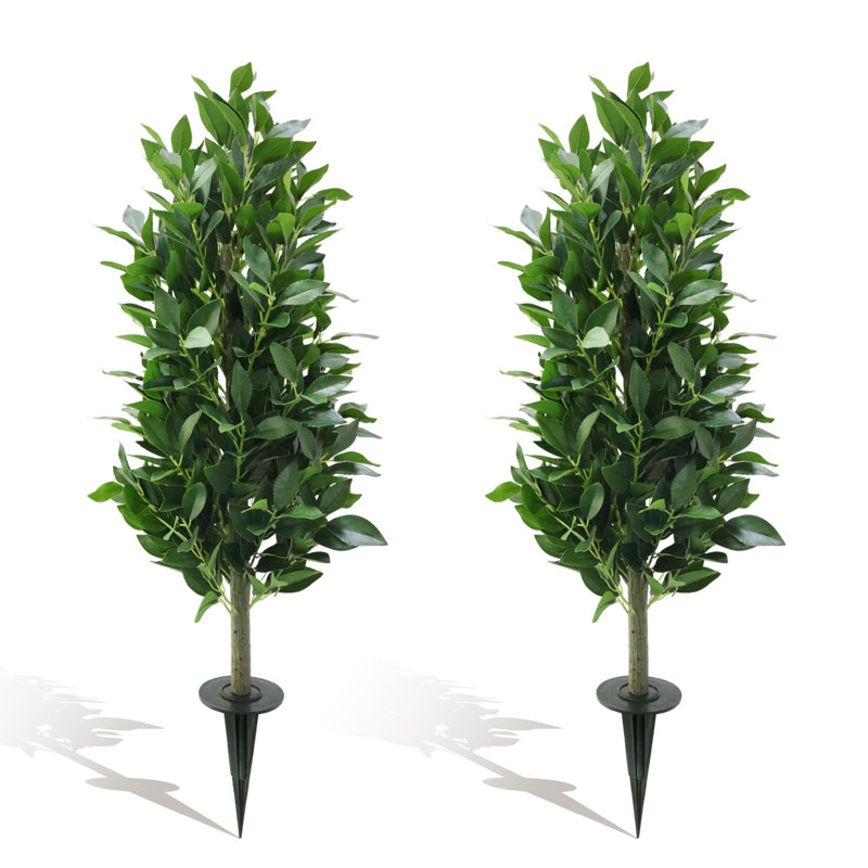 Laurier artificiel ultra-réaliste avec jardinière - Faux verdure réaliste, plante décorative résistante aux rayons UV pour la maison, le bureau, le patio ou le mariage