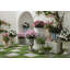 Violet Check Pedestal Urn