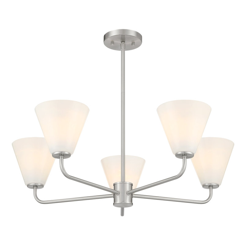 Lustre Hashimoto , 5 lumières, H 9,25 po x l 30 po x P 30 po, Nickel satiné