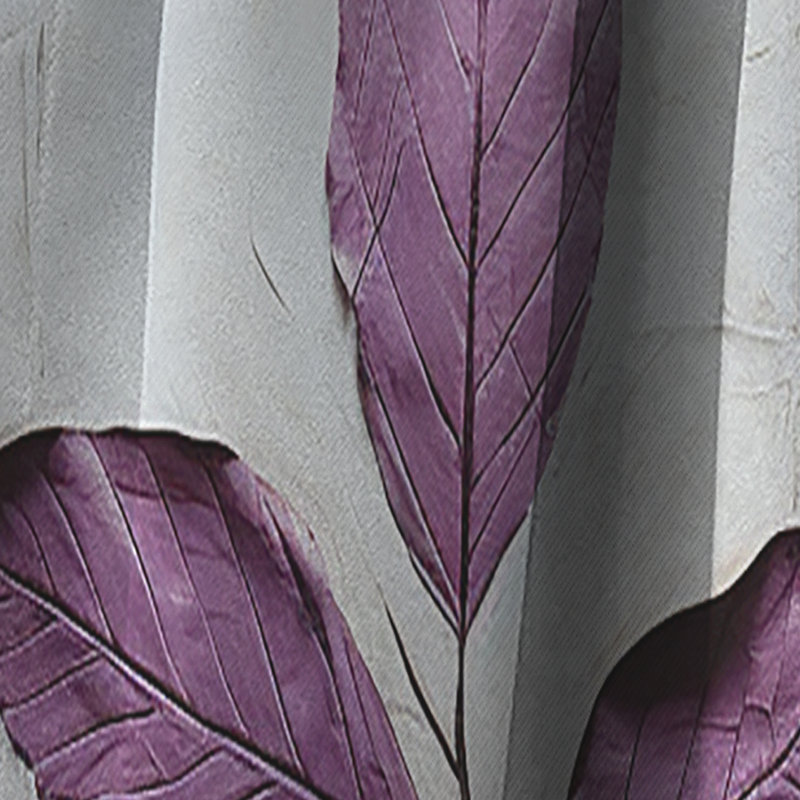 Purple Leaves Plum Precision - Leaves Curtain - Blackout Floral Curtain - 1 Panels, 52" W x 108" L