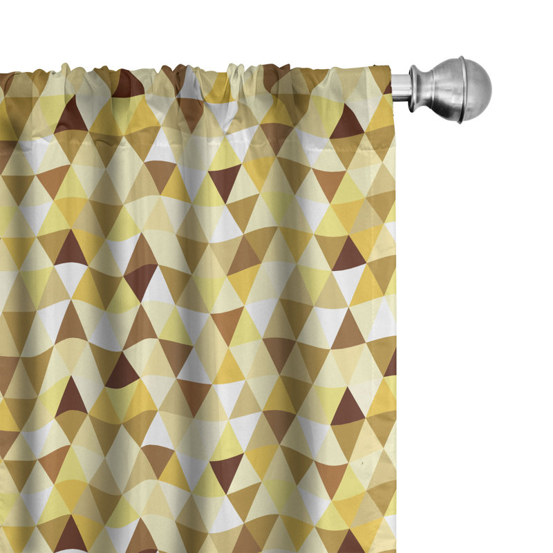 Rideaux 4 panneaux Red Barrel Studio®, losange triangulaire jaune brun foncé blanc, L 56 po x H 95 po
