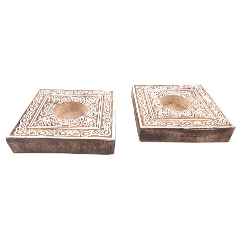 Porte-bougies en bois Bungalow Rose