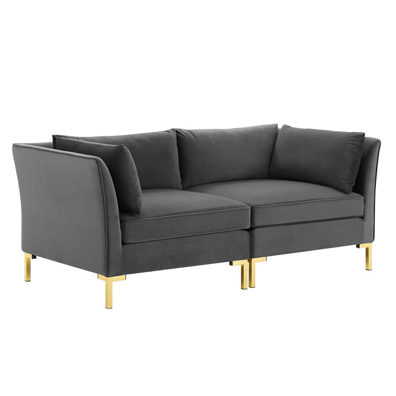 Ardent Luxe Velvet 72'' Gray Reception Loveseat