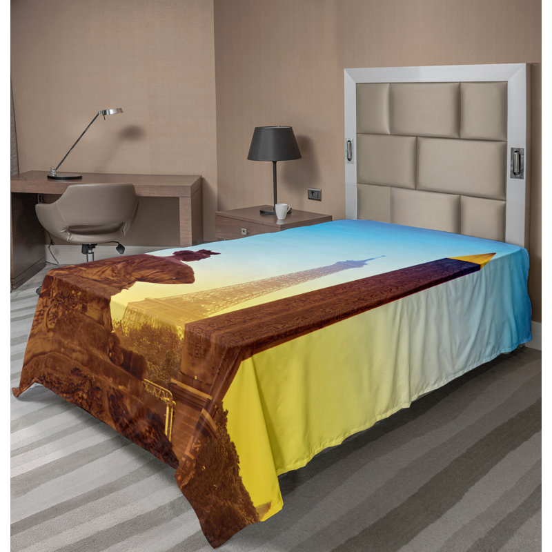 Drap plat Ambesonne Eiffel Tour, Drap plat pour lit simple