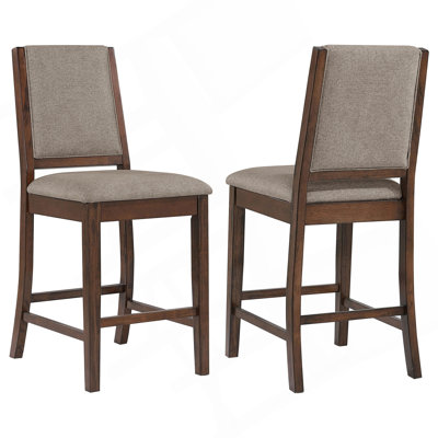 Chaise de comptoir rembourrée Allen Mango Oak (ensemble de 2)