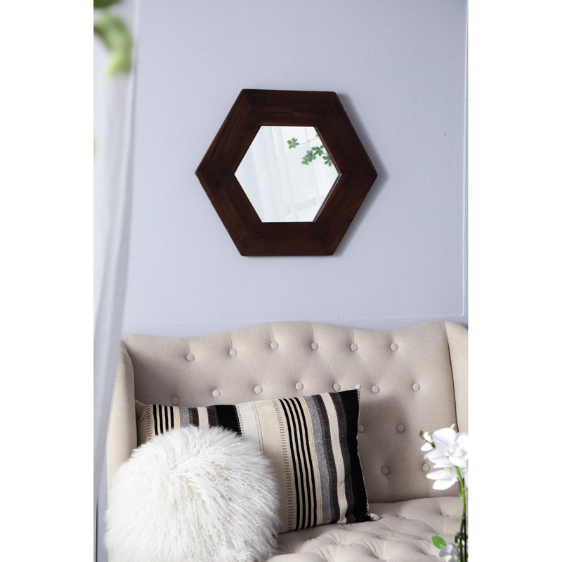 Miroir hexagonal 18,5 po x 18,5 po, Brun
