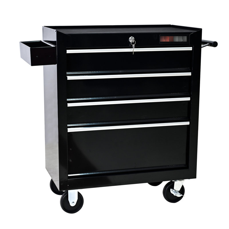 Chariot de rangement robuste à 4 roulettes avec serrure - Solution d'organisation de garage pour outils