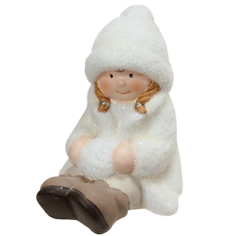 Figurine de table en forme de boule de Noël blanche et blanche blanche avec Snowball 4,75