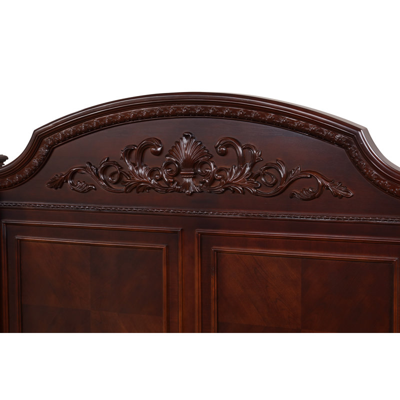 Cherry Queen Poster Bed with Intricate Headboard and Posts