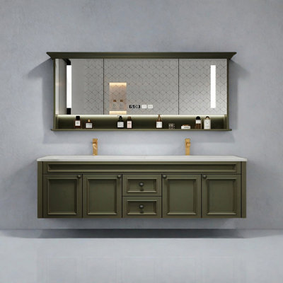 Modern American double-basin bathroom cabinet