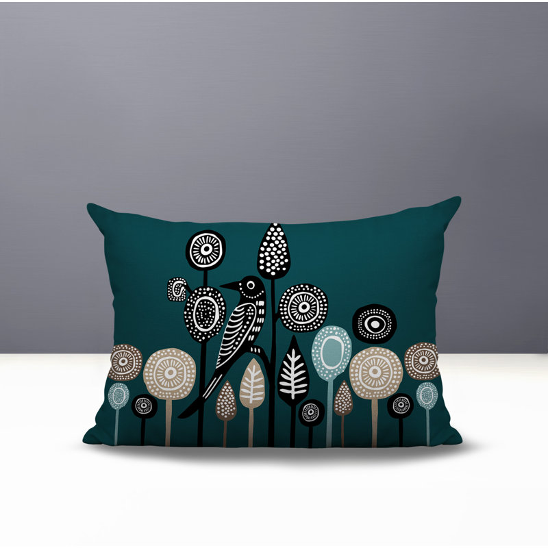 Oreiller rectangulaire réversible intérieur / extérieur pour oiseaux Olli10172025, Émeraude, Rectangle H 14 po x l 20 po