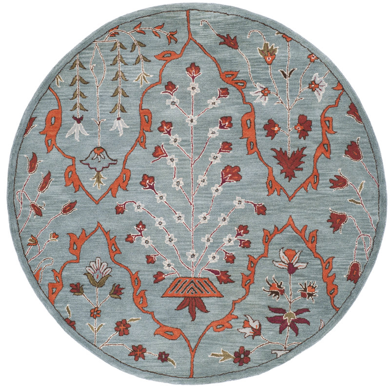 Tapis floral en laine Kouerga Wyndham, Rond 7 pi