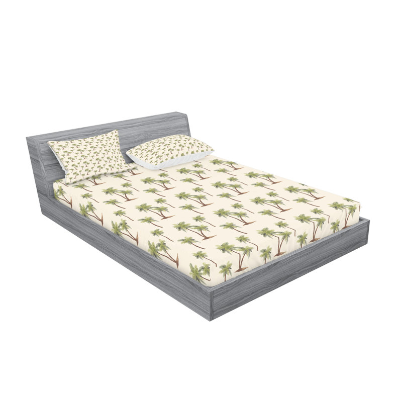 Drap-housse et coussin décoratif Ambesonne Hawaii crème cacao et kaki, Ensemble de draps pour très grand lit californien
