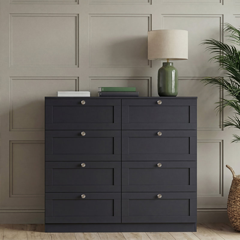 Tasneem 8 Drawer Chest of Drawers Bedroom Storage Unit Clothes Storage Cabinet Bedroom Living Room Hallway Furniture, Black