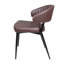 Chaise de salle à manger rembourrée en similicuir à dossier courbé (ensemble de 2), brun et noir