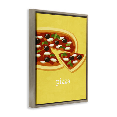 Delicious Pizza on Yellow Floating Frame, design by Kim Allen