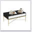 Table basse moderne en noir et blanc avec 2 tiroirs, solution de rangement élégante pour le salon