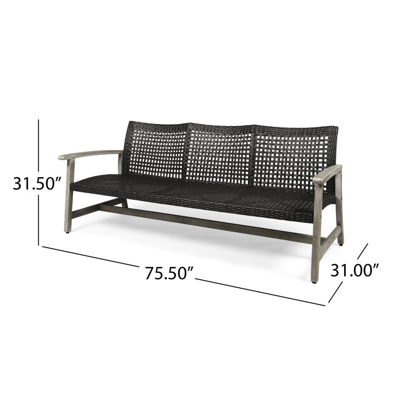 3 Seater Grey Outdoor With And Stable Metal Frame Handwoven For Outdoor, Grey, Accommodates People, Gray