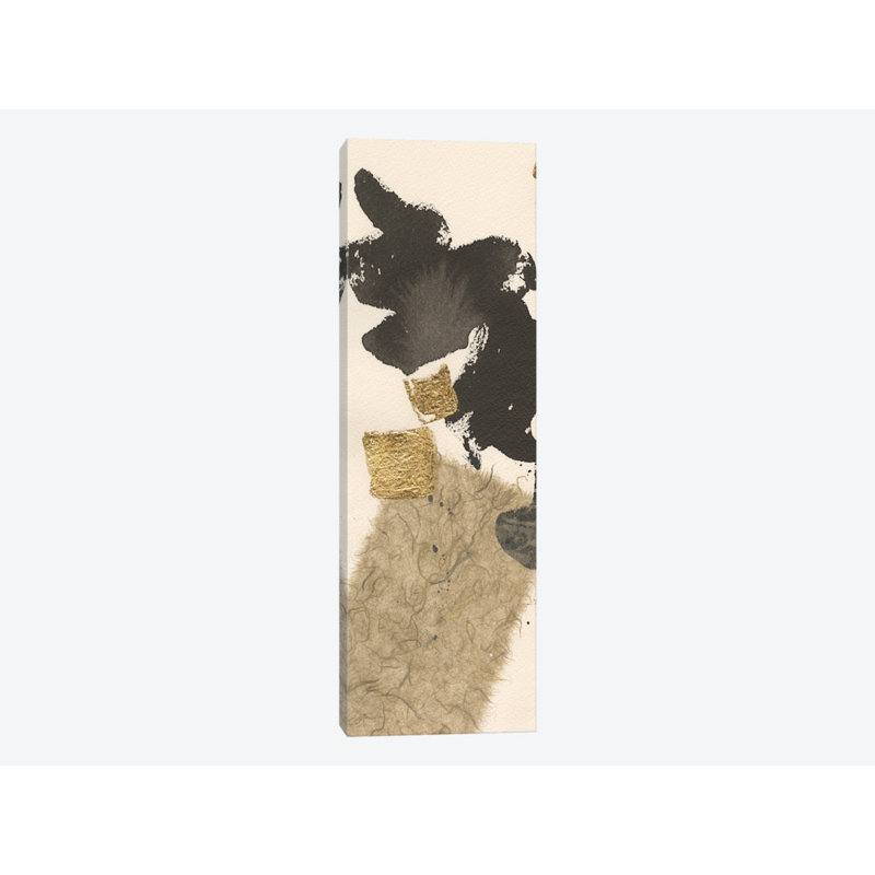 Gilded collage, impression sur toile tendue, Papier d'art encadré noir, H 36 po x l 12 po x P 0,75 po