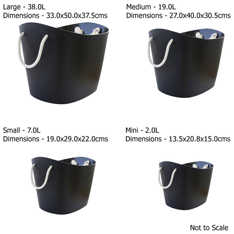 Laundry Basket with Handles, Medium (30.5 cm H x 27 cm W x 40 cm D), Black