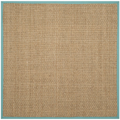 Natural Teal Bamboo Seagrass Rug
