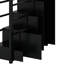 Lit mezzanine en métal avec tablettes de rangement, armoires et garde-robe