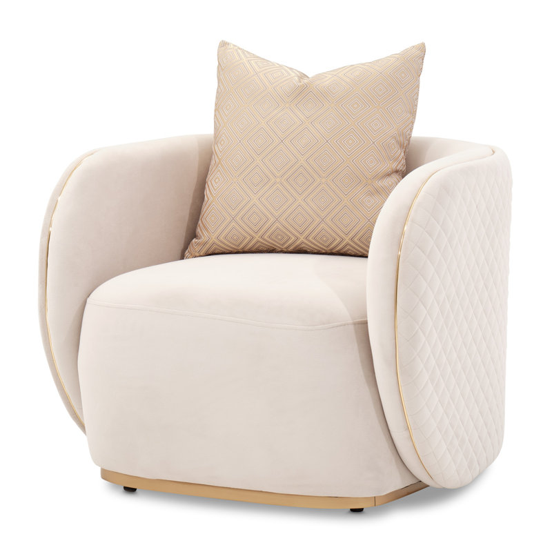 Ariana Velvet Barrel Accent Chair - Beige, Beige Velvet