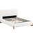 Elegant White Boucle Bed Frame In Full Size, With Solid Wood Feet And 3 Support Legs For Stability Comfortable Size Construction Soft Fabric Bedroom Decor