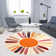 Cute Machine Washable Rugs Sunburst Area Rug Modern Non-Slip Rugs for Bedrooms Colorful Soft Carpet for Kids Dorm Nursery Reading Corner
