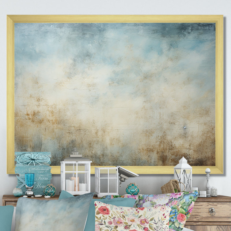 «Elegant Sky Whispers VII», reproduction sur toile, Cadre doré simple, H 24 po x l 32 po x P 1 po