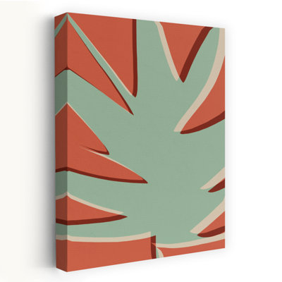 «Angular Leaf Forms Abstract Contemporary Geometric Nature Plant», reproduction d'art mural