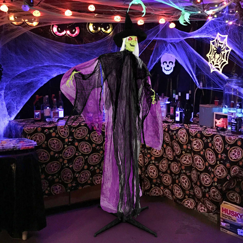 Sorcière animatronique d'Halloween 7,2 pi avec yeux et sons effrayants