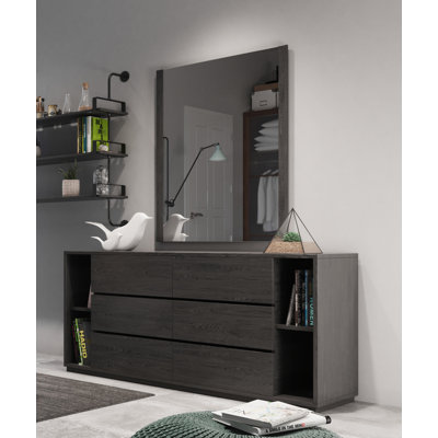 Commode double à 6 tiroirs avec miroir Amalie