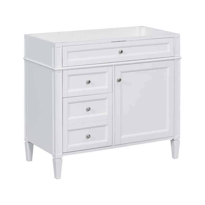 Meuble-lavabo de salle de bain 36 po sans lavabo supérieur, armoire de rangement moderne avec 2 tiroirs et un tiroir basculant, structure en bois massif