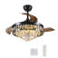 Ventilateur de plafond de 42 po avec ventilateurs de plafond rétractables avec lumières et télécommande 6 vitesses et 3 lumières DEL modifiables en cristal noir