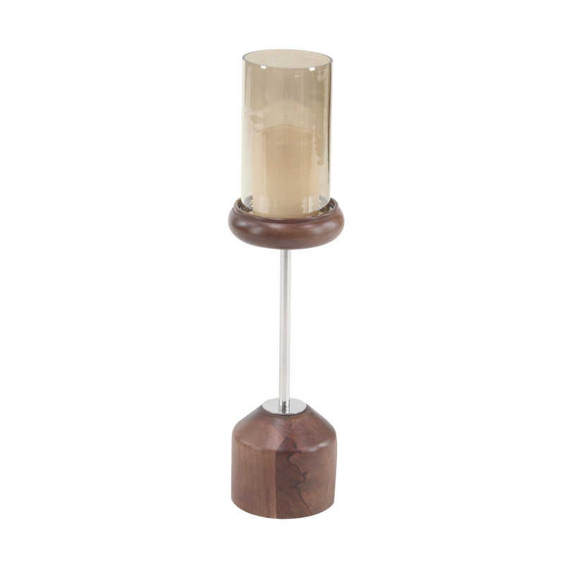 Wood Tabletop Hurricane, 20" H x 5" W x 5" D