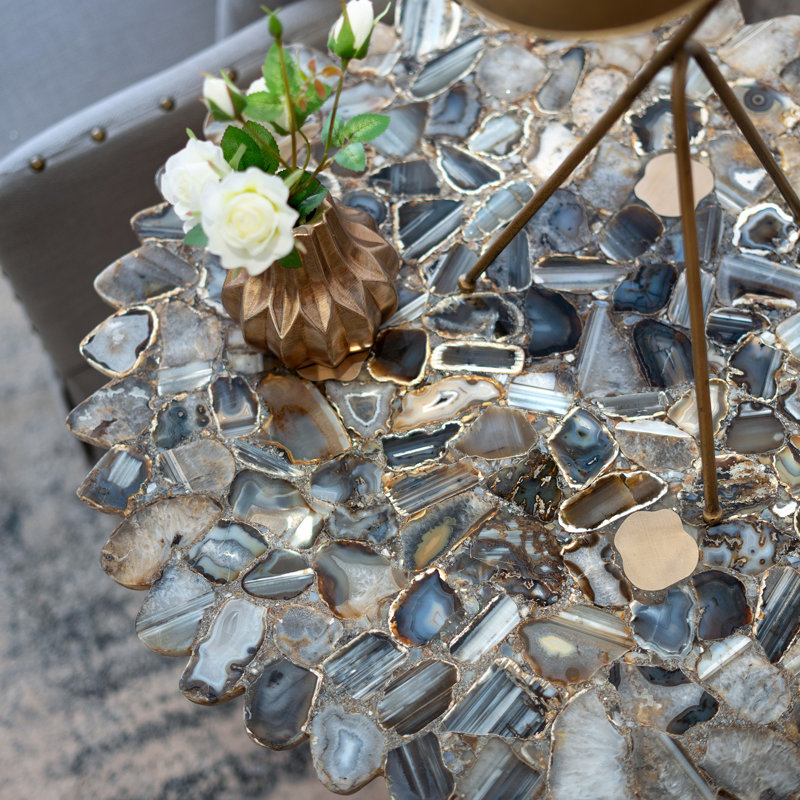 Cora End Table, Black/Brass