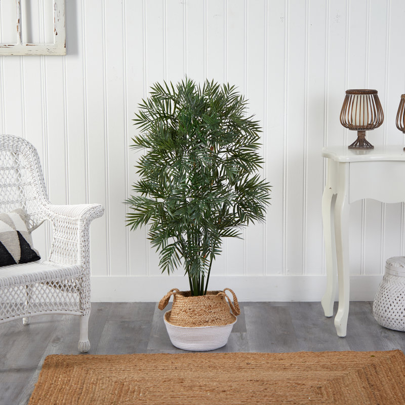 48'' Faux Palm Tree in Planter, White