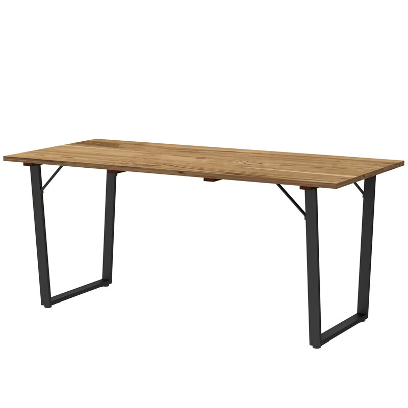 Table de salle à manger en bois pour 6 personnes avec trou pour parasol de 2 po, brun